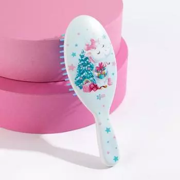 Массажная расческа детская «Единорожка», овальная 13 × 4.5 см