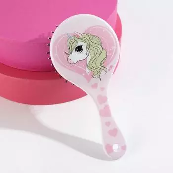 Массажная расческа детская «Волшебный единорог», круглая 16,5 × 8 см