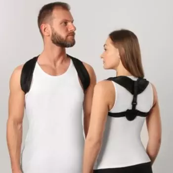 Массажёр-фиксатор для осанки, на липучках, размер S, цвет чёрный