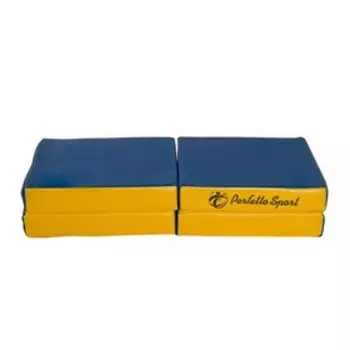 Мат PERFETTO SPORT, 100 х 100 х 10 см, складной, 4 сложения, синий/жёлтый