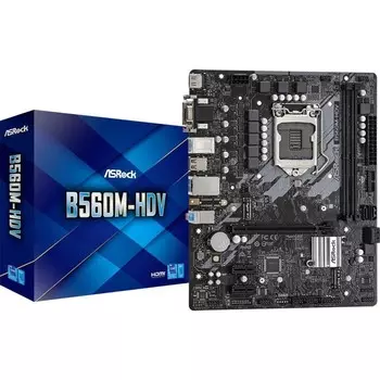 Материнская плата Asrock B560M-HDV, LGA1200, B560, 2xDDR4, VGA, DVI, HDMI, mATX