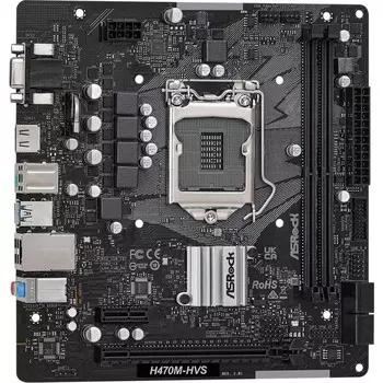 Материнская плата Asrock H470M-HVS R2.0 Soc-1200 Intel H470 2xDDR4 mATX AC`97 8ch(7.1) GbLAN 10044