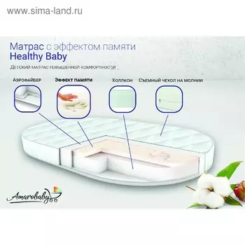 Матрас Healthy Baby, размер 75 × 125 см, высота 10 см, трикотаж