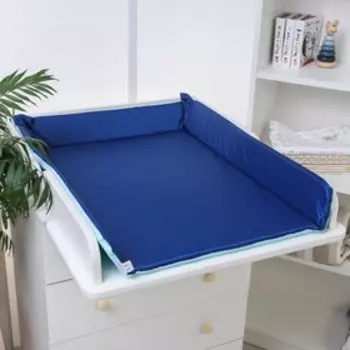 Матрасик для пеленального столика со складными бортиками, двусторонний, для мальчика, цвет синий/голубой