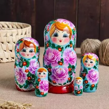 Матрешка 5-ти кукольная "Евгения"розы, 17-18см
