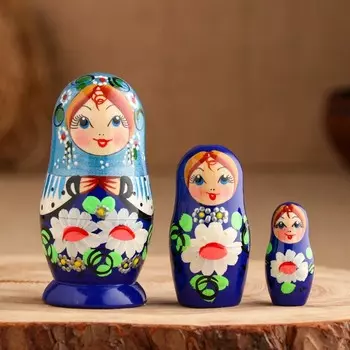 Матрешка "Ромашка с руками" 11см, 3 кукольная, ручная роспись