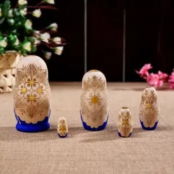 Матрешка "Жженка", синяя, 5 кукольная