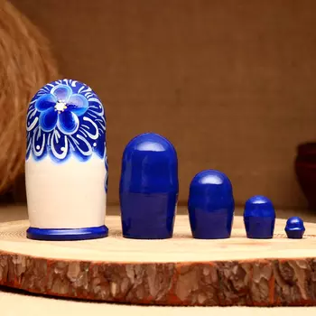 Матрёшка 5-кукольная "Лада гжель", 10-11 см