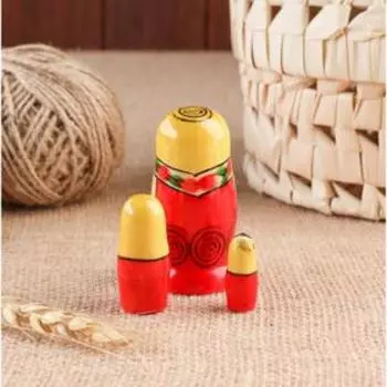 Матрёшка «Анна», желтый платок, 3 кукольная, 7 см