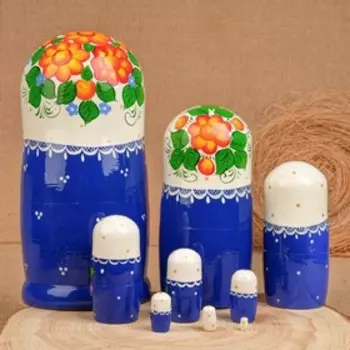 Матрёшка «Глаша»,синий сарафан, 9 кукольная, 23см