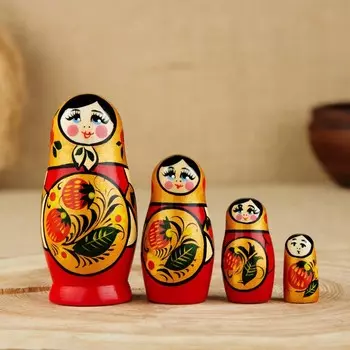 Матрёшка "Хохломская", 4-х кукольная, высшая категория