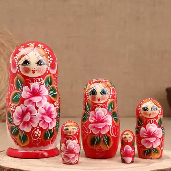 Матрёшка "Лида", красное платье, 5-кукольная, 19 см