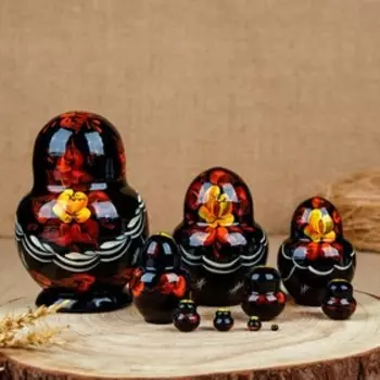 Матрёшка «Милашка", черная, 10 кукольная, люкс