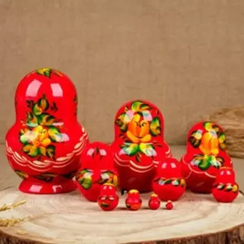 Матрёшка «Милашка", красная, 10 кукольная, люкс