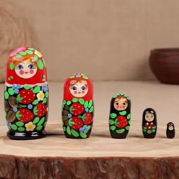 Матрёшка дерево «Наталья», красная, 5-кукольная