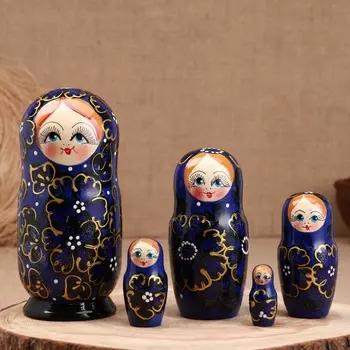 Матрёшка "Ромашка", фиолетовая, 5-кукольная, 19 см