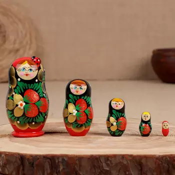 Матрёшка "Слава", жёлтая, 5-кукольная