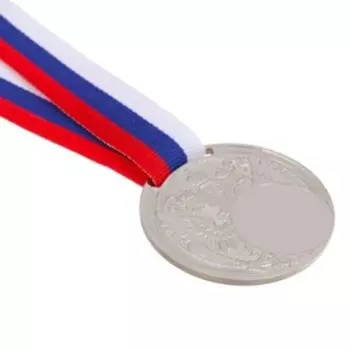 Медаль под нанесение «Герб», 5 см., цвет сер., с лентой