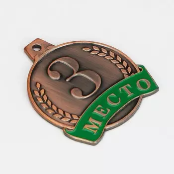 Медаль призовая бронза, d=. 4.5 см, 3 место, без ленты