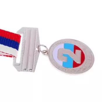 Медаль призовая, 2 место, серебро, триколор, d=3,5 см