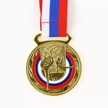 Медаль тематическая золото «Гимнастика», d=5 см, с лентой