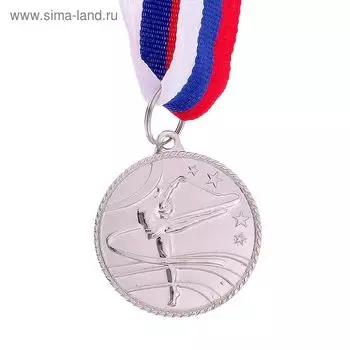 Медаль тематическая «Гимнастика», серебро, d=3,5 см