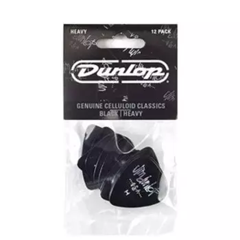 Медиаторы Dunlop 483P03HV Genuine Celluloid 12шт, толстые, черные