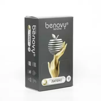 Медицинские перчатки Benovy M латексные, опудренные, гладкие