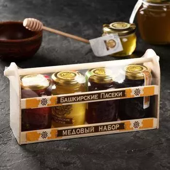 Медовый набор: гречишный, цветочный, липовый, полевой, 1000 г