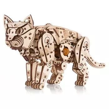 Механическая сборная модель, деревянный конструктор «Кот (Кошка)»