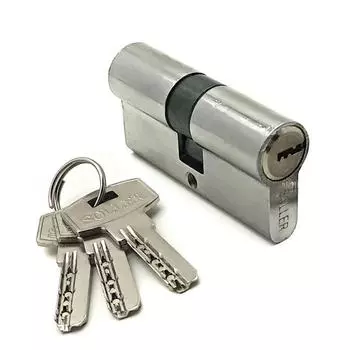 Механизм цилиндровый SOLLER, F3, 60 мм, 3 ключа, латунь, металл, профильный ключ, цвет хром 706343