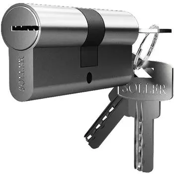 Механизм цилиндровый SOLLER F5 хром, 60 мм, 5 ключей, латунь, металл, профильный ключ, хром 706343