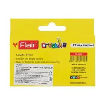 Мелки восковые 12 цветов Flair Creative mini, круглые, картон, европодвес
