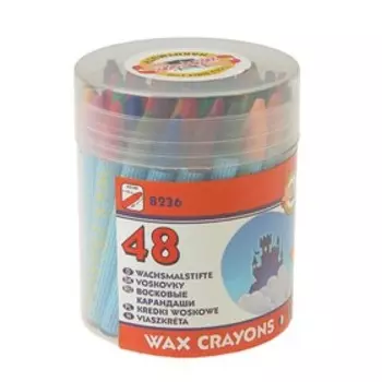 Мелки восковые 48 цветов 7.8 мм, Koh-I-Noor 8236/48, круглые, в пластиковом пенале, L=80 мм