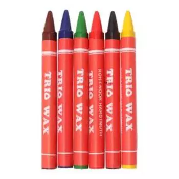 Мелки восковые 6 цвета Koh-I-Noor TRIO 8271, D=8,2 мм, L=90 мм, картонная упаковка, европодвес