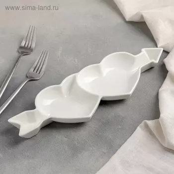 Менажница керамическая 2 ячейки «Влюблённые сердца», 31102,5 см