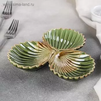 Менажница керамическая 3 ячейки «Дендрарий», 20×19×3,3 см