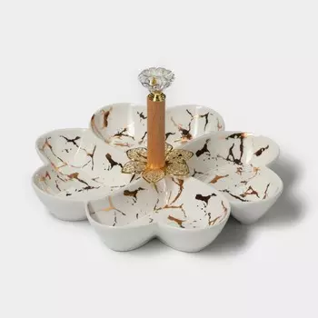 Менажница 4 ячейки «Марбл», 203,2 см, цвет белый