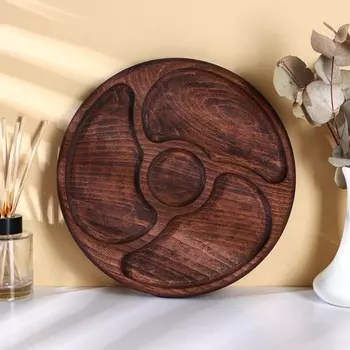 Менажница Adelica «Инь и янь», 4 секций, d=25 см, тёмный бук