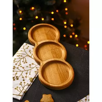 Менажница Adelica «Светофор», 3 секции, 30101,8 см, пропитана минеральным маслом, в подарочной коробке, берёза