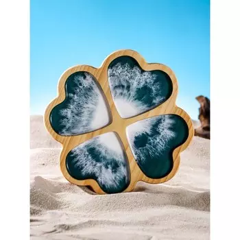 Менажница авторская с эпоксидной пищевой смолой Adelica, 22,522,5 см, цельный кедр, рисунок МИКС