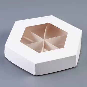 Коробка - менажница белая, с окном, для сладостей и закусок, 204 см