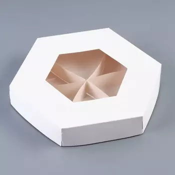 Коробка - менажница белая, с окном, для сладостей и закусок, 234 см