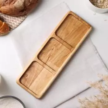 Менажница деревянная Доляна, 30101,8 см, 3 секции, берёза