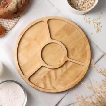 Менажница деревянная Доляна, d=27 см, 4 секции, берёза