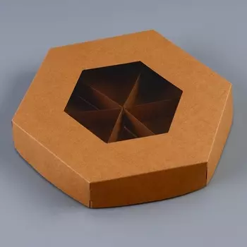 Коробка - менажница крафт, с окном, для сладостей и закусок, 234 см