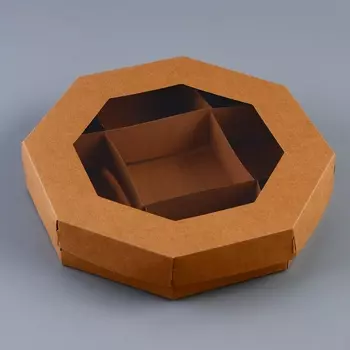 Коробка - менажница крафт, с окном, для сладостей и закусок, 255 см