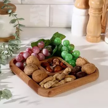 Менажница квадратная, бук d=20 см МИКС