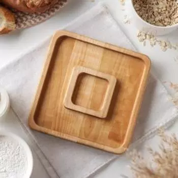 Менажница деревянная квадратная Доляна «Беневенто», 18181,8 см, 2 секции, берёза, пропитана маслом