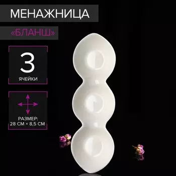 Менажница Magistro «Бланш», 3 ячейки, 288.54.5 см, фарфор, белая